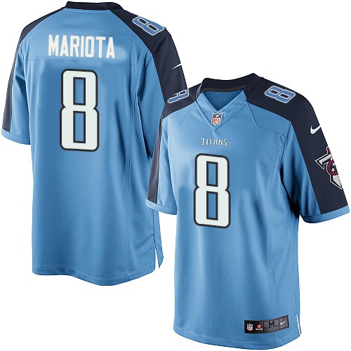 Men's Limited Marcus Mariota Nike Jersey Light Blue Home - #8 NFL Tennessee Titans